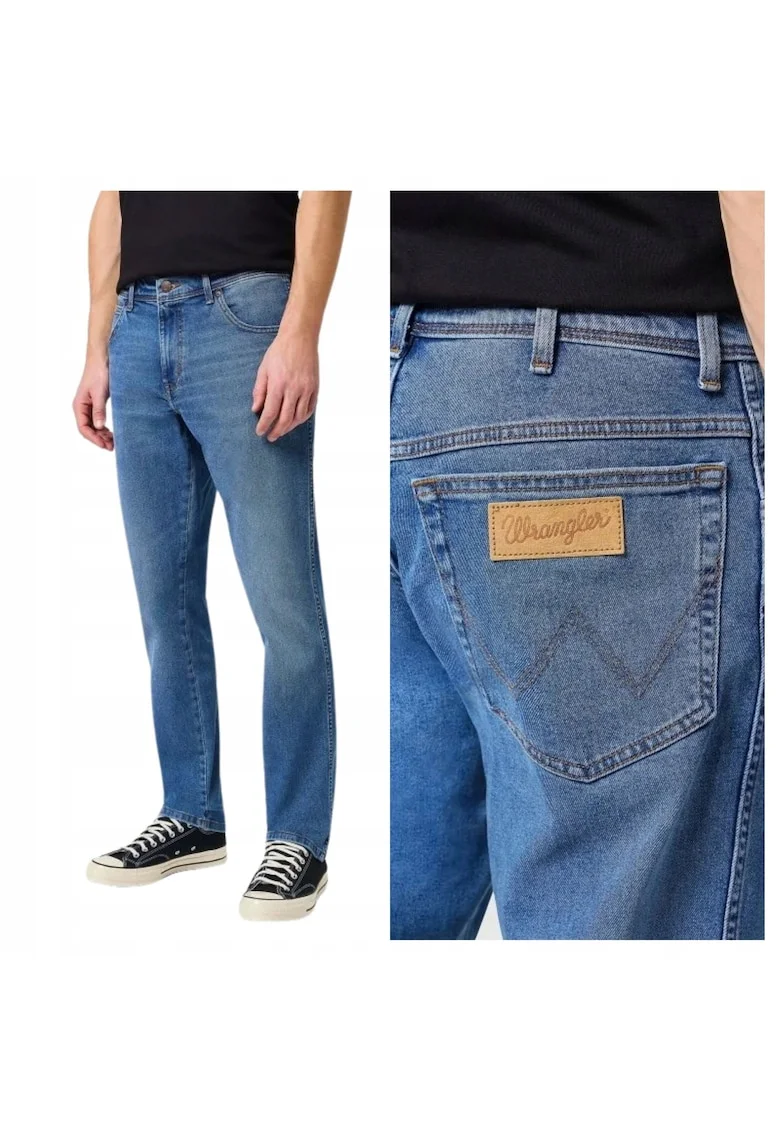 Blugi Barbati,  Texas Slim Slim Fit, Talie Medie, 5 Buzunare, Lungi, Fermoar, Bumbac, Albastru, Albastru