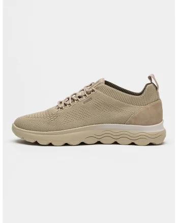 Pantofi sport cu segmente din plasa tricotata, Maro taupe