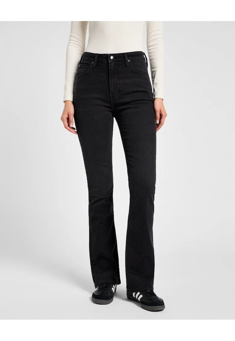 Blugi Dama,  Stella A-Line, Straight Fit, Talie Inalta, Lungi, Cu Fermoar, 5 Buzunare, Bumbac, W24-L31 US, Albastru