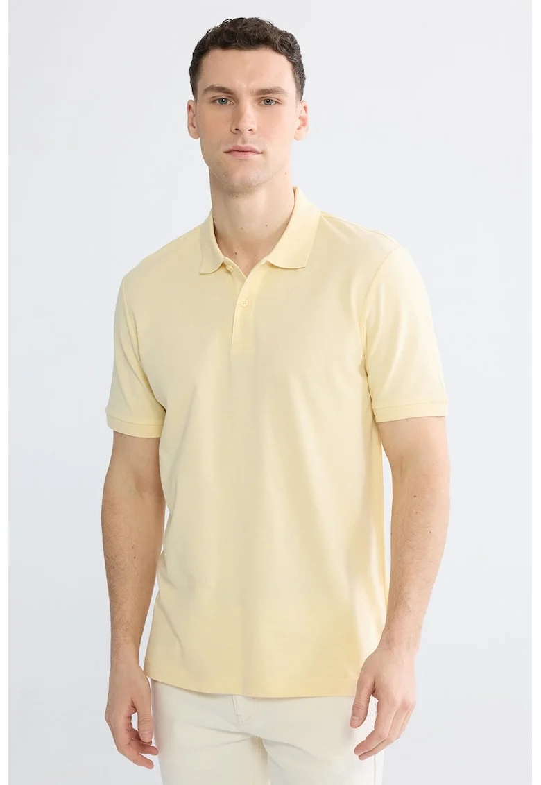 Tricou polo din bumbac, Galben pai