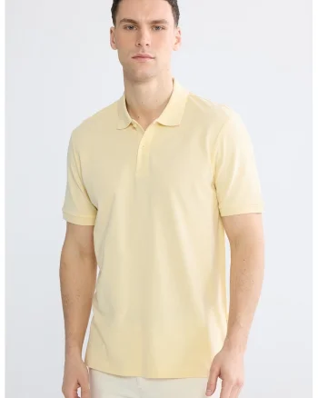 Tricou polo din bumbac, Galben pai