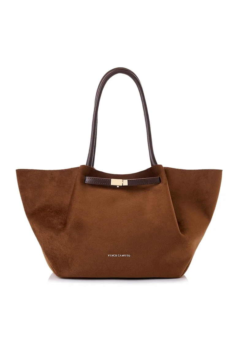 Geanta shopper  din piele intoarsa sintetica, Maro, 27 x 52 x 13 cm