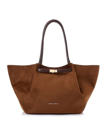 Geanta shopper  din piele intoarsa sintetica, Maro, 27 x 52 x 13 cm