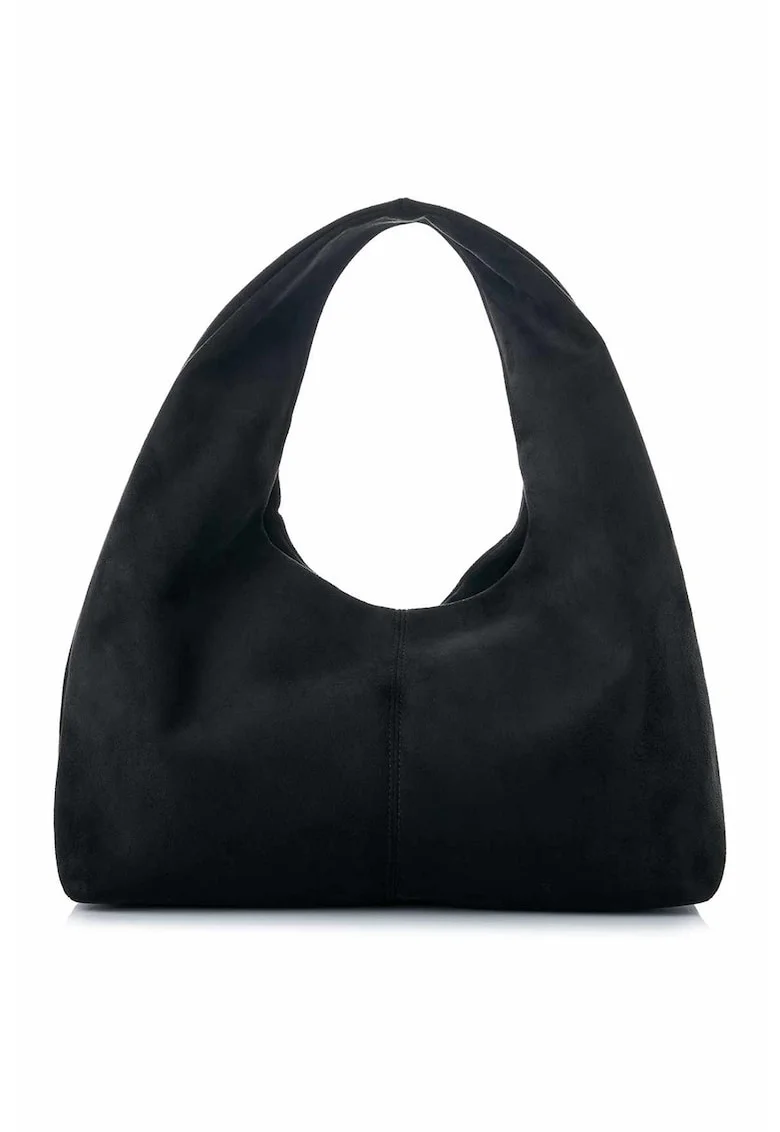 Geanta hobo  din piele intoarsa sintetica, Negru, 18 x 40 x 13 CM