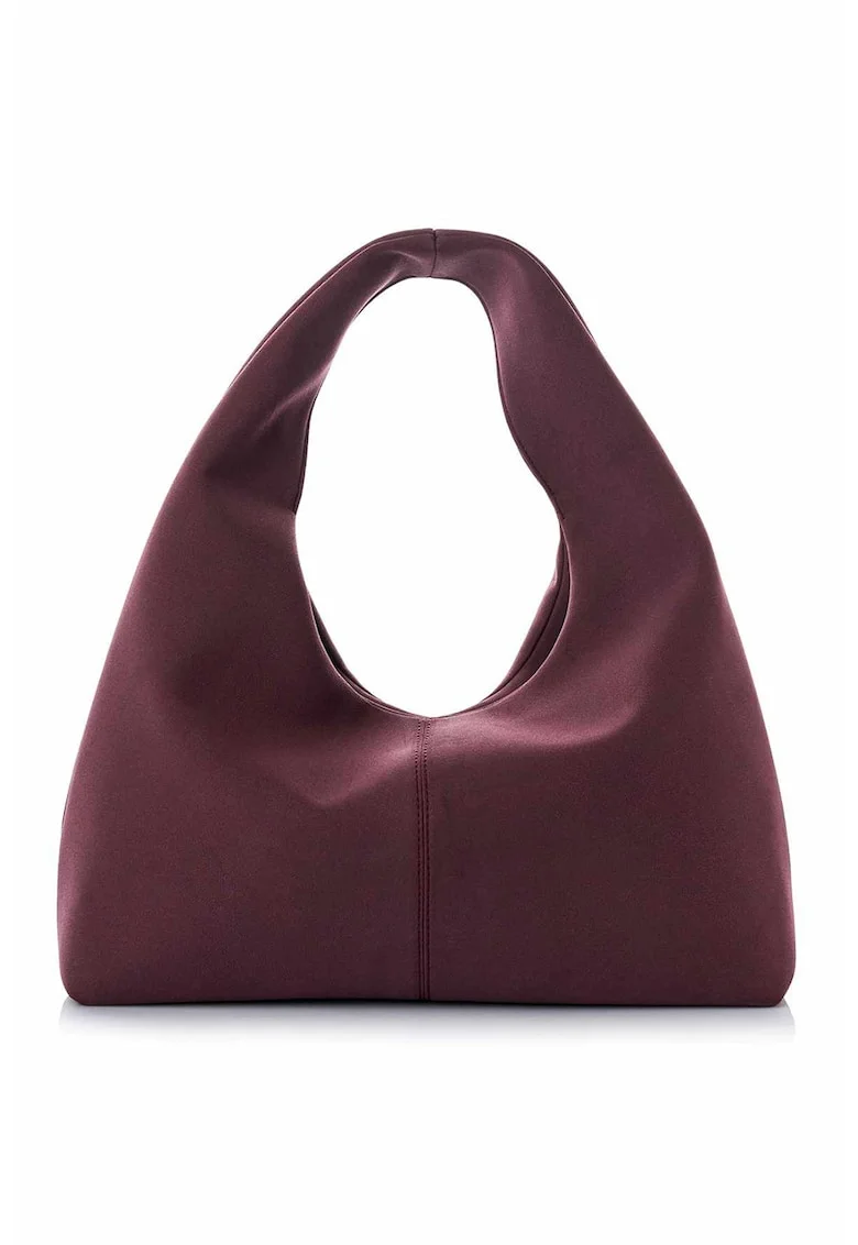 Geanta hobo  din piele intoarsa sintetica, Visiniu, 18 x 40 x 13 CM