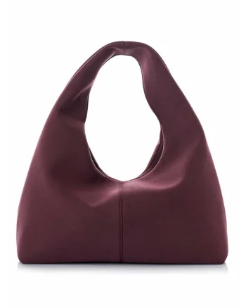 Geanta hobo  din piele intoarsa sintetica, Visiniu, 18 x 40 x 13 CM