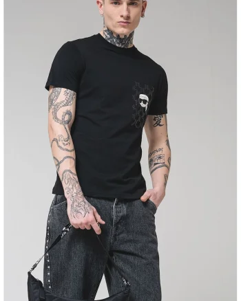 Tricou din bumbac cu logo, Negru