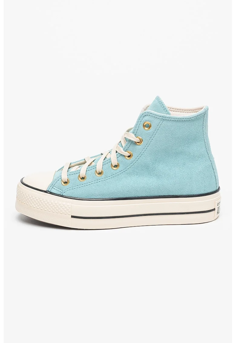 Pantofi sport flatform de piele intoarsa Chuck Taylor All Star, Turcoaz