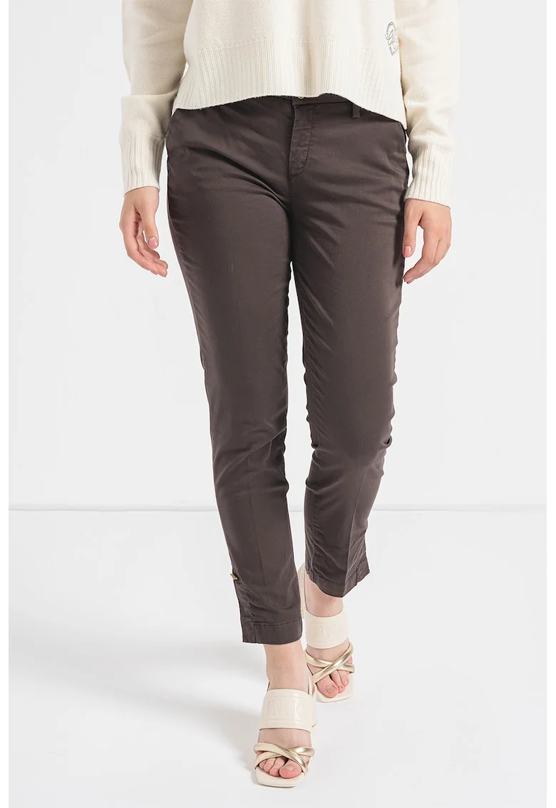 Pantaloni chino regular fit cu talie medie, Maro taupe