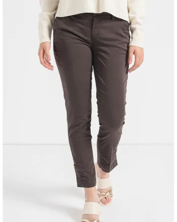 Pantaloni chino regular fit cu talie medie, Maro taupe