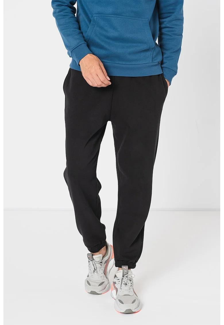 Pantaloni sport din amestec de bumbac, Negru