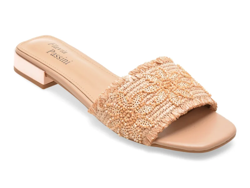 Papuci FLAVIA PASSINI bej, 9151, din material textil