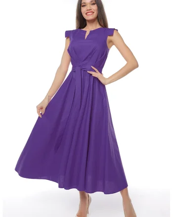 Rochie midi din bumbac cu un cordon, Ametist