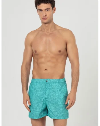 Pantaloni scurti de baie cu buzunare laterale, Turcoaz