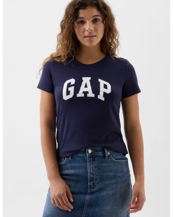 Tricou din bumbac cu logo, Alb/Bleumarin
