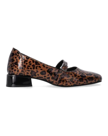 Pantofi Mary Jane din piele lacuita, Maro