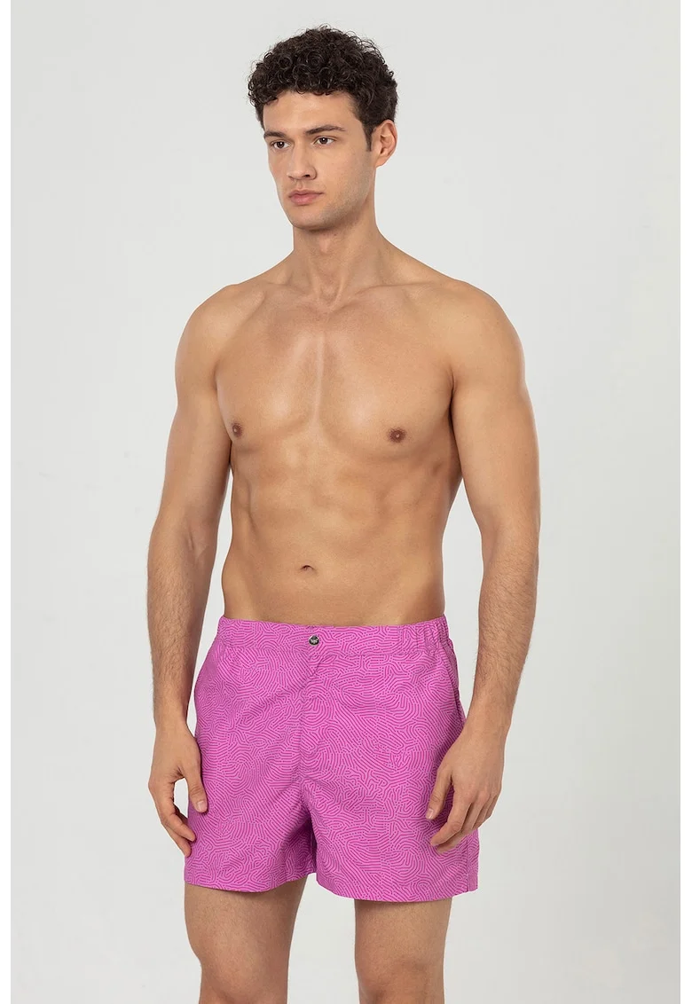 Pantaloni scurti de baie cu buzunare laterale, Fucsia