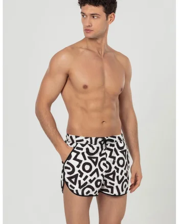 Pantaloni scurti de baie cu buzunare, Alb/Negru/Gri antracit