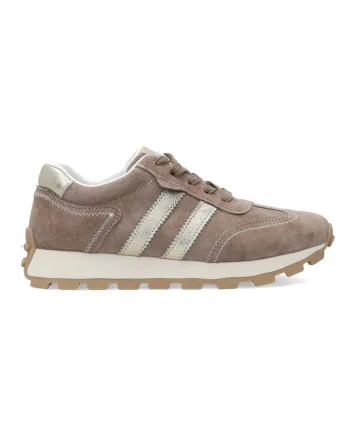Pantofi sport din piele intoarsa cu detalii metalizate,
