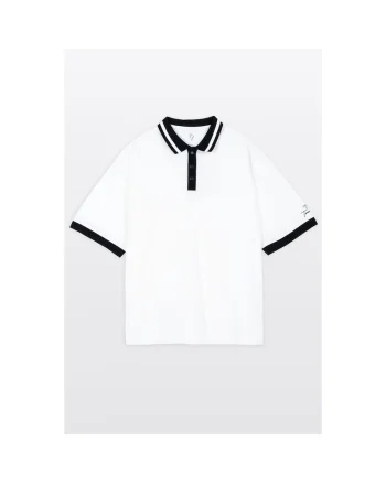 Tricou polo lejer cu tiv contrastant
