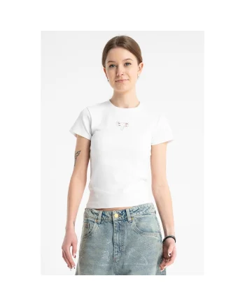 Tricou slim fit cu pietricele decorative