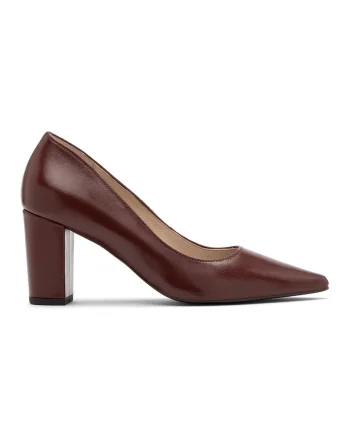 Pantofi de piele cu toc masiv, Visiniu