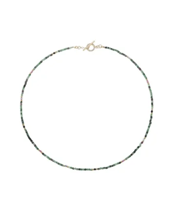 Colier Choker  din cristale de Rubin Zoisit Valer, cupru placat cu aur