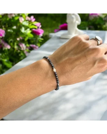 Bratara femei Elaine din Hematit cu Titan cu accesorii din Argint 925