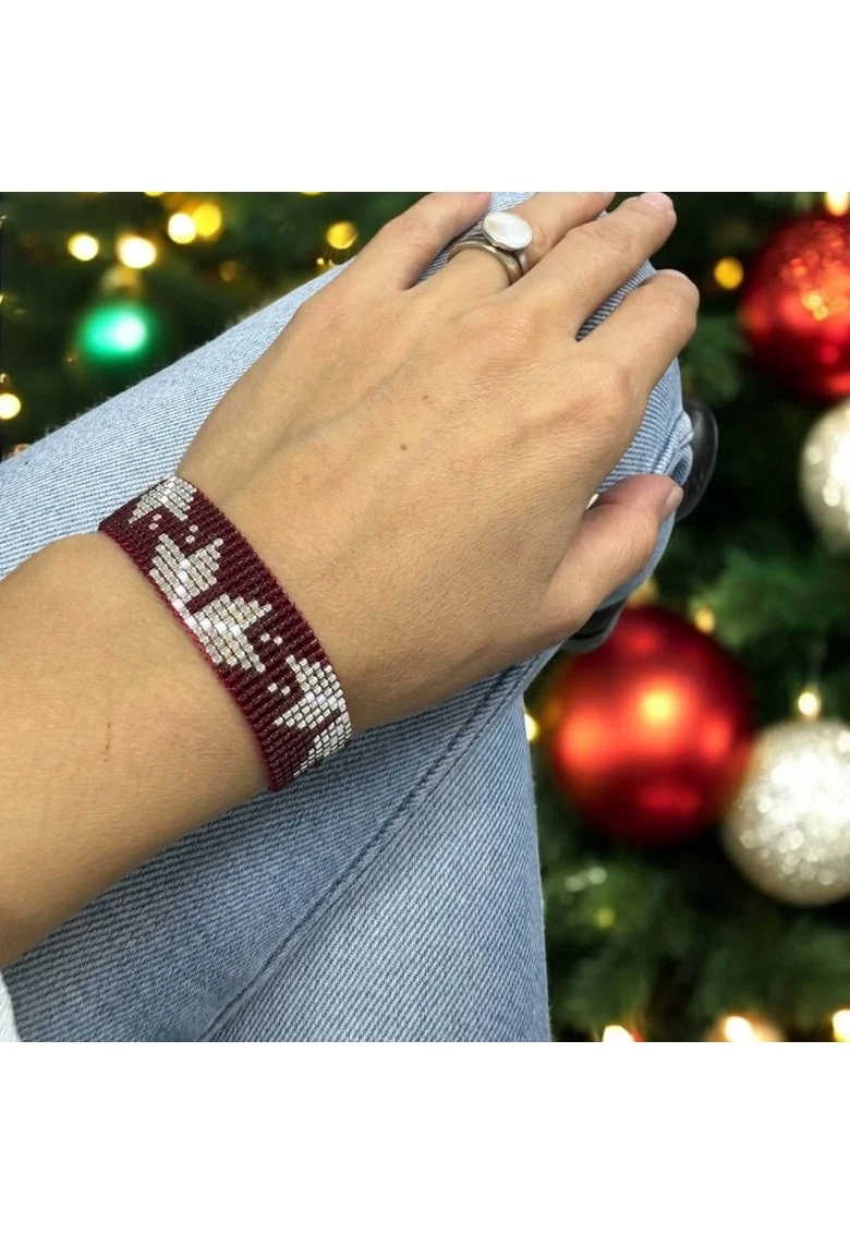 Bratara miyuki rosu-argintiu lata, eleganta pentru femei, Samira