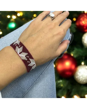 Bratara miyuki rosu-argintiu lata, eleganta pentru femei, Samira