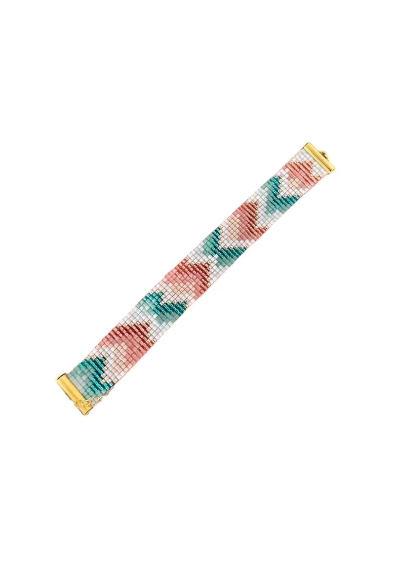 Bratara dama lata realizata manual din margele miyuki in culori pastel,  16+6 cm