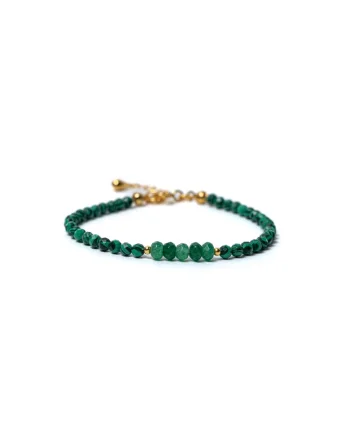 Bratara dama  din pietre sintetice de Malachit si Jad Verde cu sistem de inchidere din Argint 925 placat cu Aur 14K
