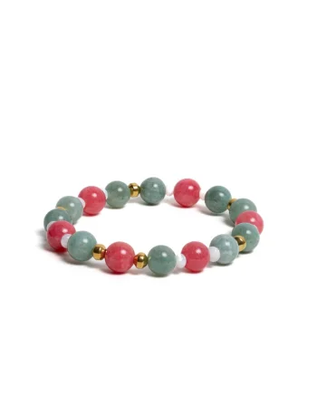 Bratara dama,  din pietre semipretioase de Jad Verde si Jad Rosu, margele de 8mm, 17-18cm