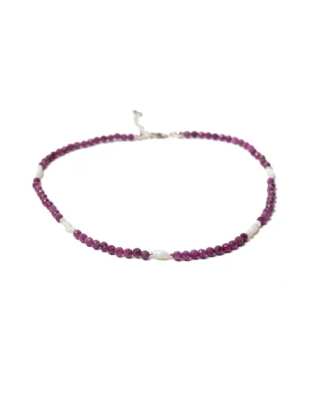 Colier Choker  din pietre naturale de Rubin cu sistem de inchidere din Argint 925