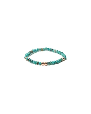 Bratara dama,  din jad verde-turcoaz fatetat si hematit rose gold, Debra, 17-18cm