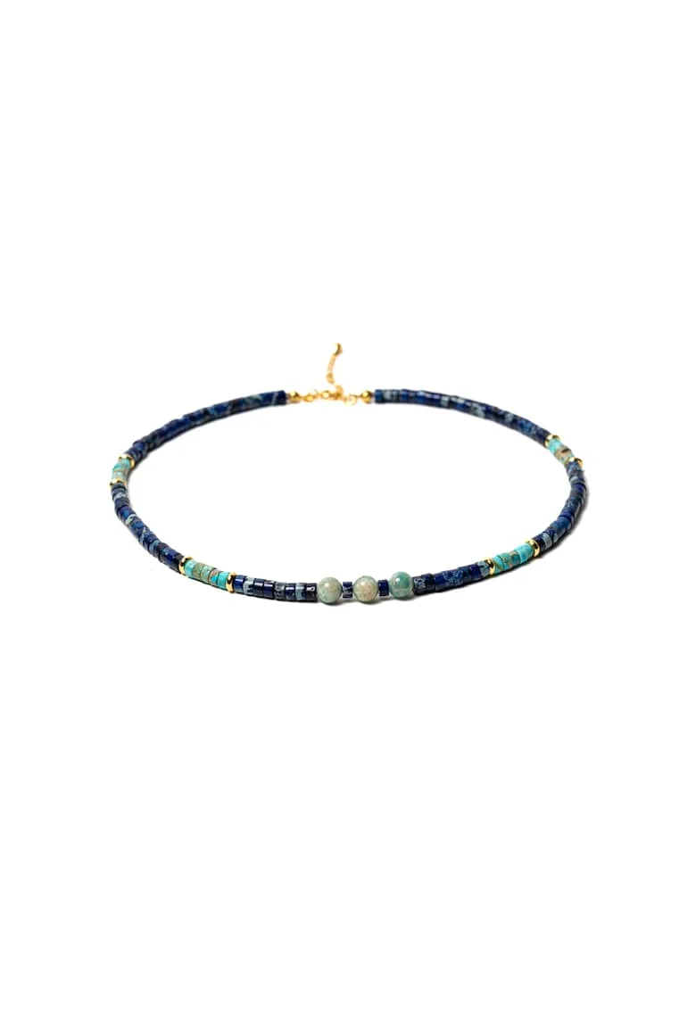 Colier choker  din pietre naturale de Sediment de Jasp, inchidere din Argint 925 placat cu Aur 14K