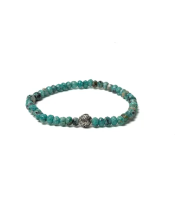 Bratara dama,  pietre naturale Jad Verde-Turcoaz fatetat cu charm din argint 925,