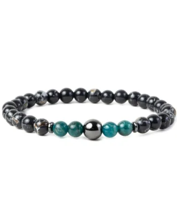 Bratara barbati pietre semipretioase,  Apatit, Shell Turquoise Negru si Hematit, Virat, sfere 6mm,