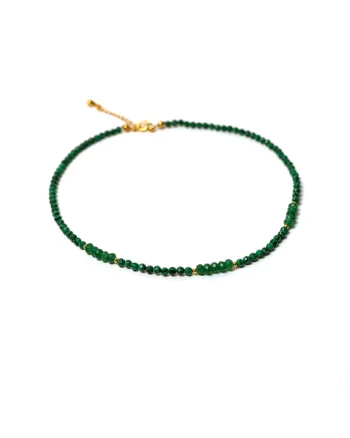 Choker  cu pietre sintetice de Malachit si Jad natural cu accesorii si sistem de inchidere din Argint placat cu Aur
