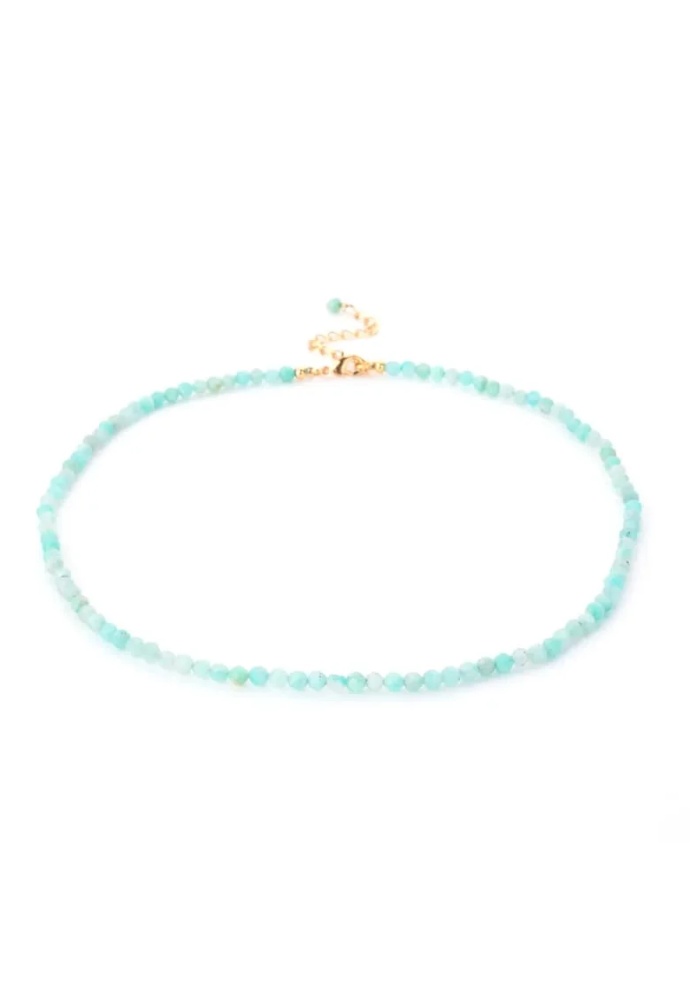 Colier choker  Minis, din pietre semipretioase de, Albastru aquamarin