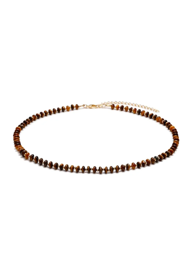 Colier choker placat cu aur 18 K,  elegant, Kamia, 35 cu 7cm, Auriu/Maro