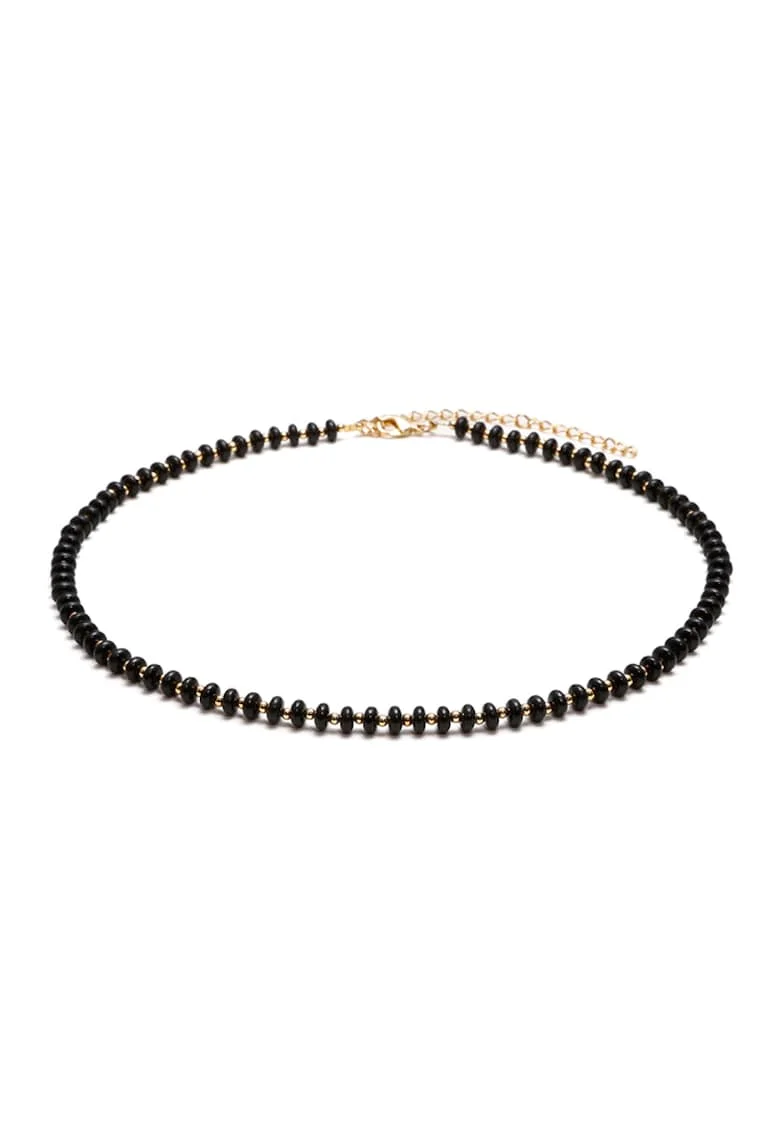 Colier choker placat cu aur 18 K,  elegant, Kamia, 35 cu 7cm, Auriu/Negru