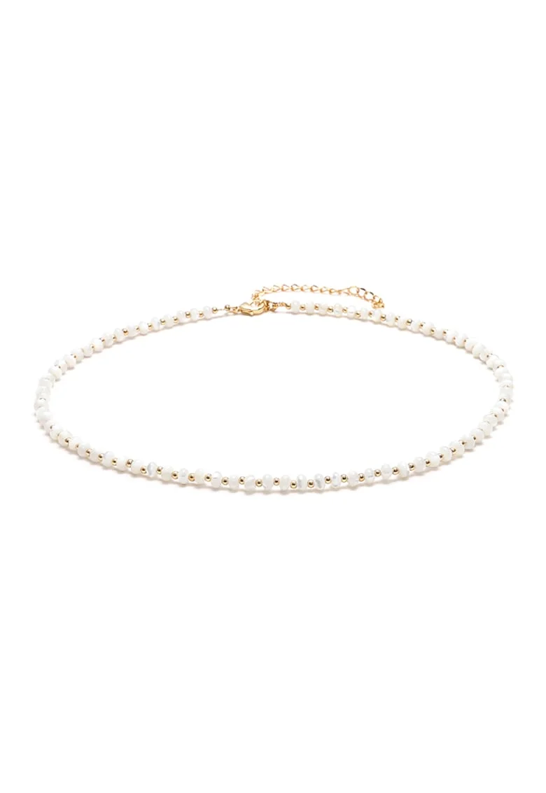 Colier choker placat cu aur 18 K,  elegant, Kamia, 35 cu 7cm, Alb/Auriu