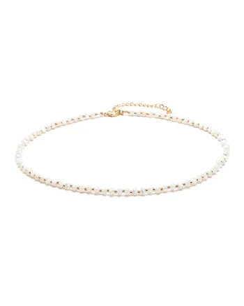 Colier choker placat cu aur 18 K,  elegant, Kamia, 35 cu 7cm, Alb/Auriu