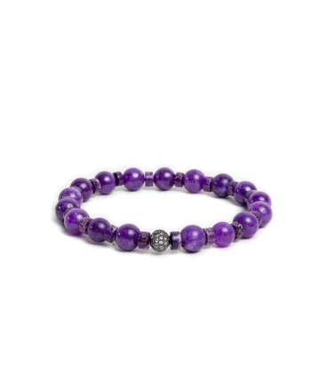 Bratara pietre semipretioase dama,  din cristale de Jad Mov, Chameli, sfere de 6mm,