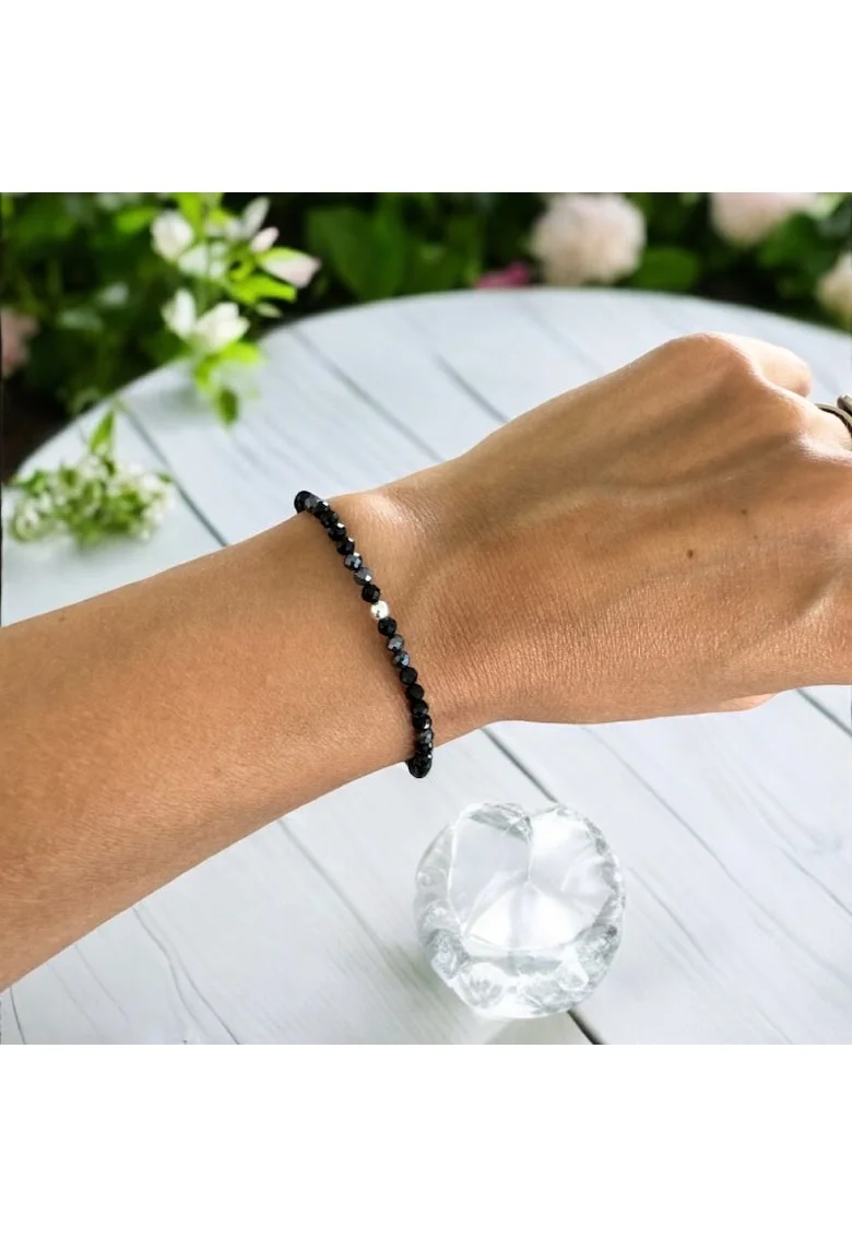 Bratara dama neagra Josephina din Spinel Negru si Hematit cu argint 925