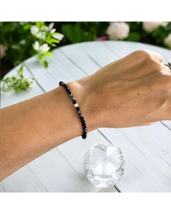 Bratara dama neagra Josephina din Spinel Negru si Hematit cu argint 925