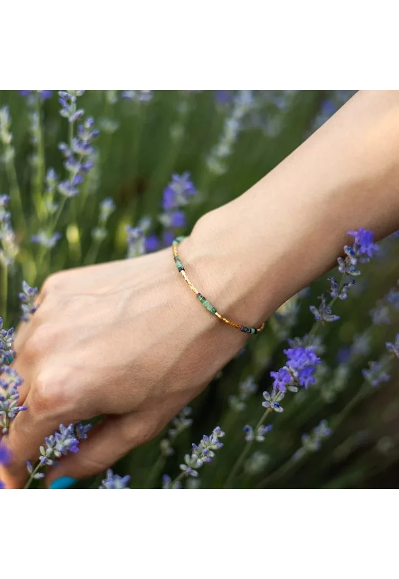 Bratara Boho din pietre semipretioase Rubin Zoisit placata cu aur de 18K, alama