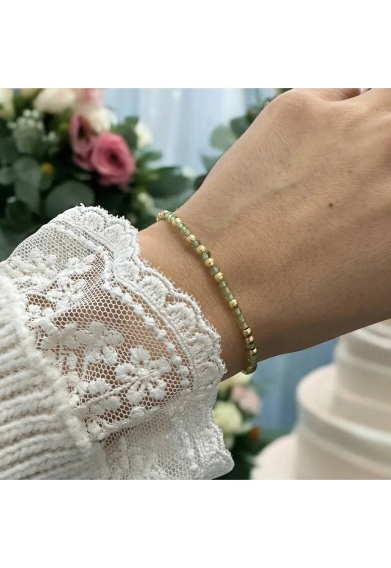 Bratara eleganta dama Selina din peridot si argint placat cu aur 925