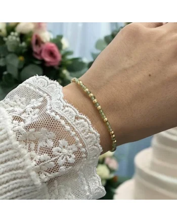 Bratara eleganta dama Selina din peridot si argint placat cu aur 925